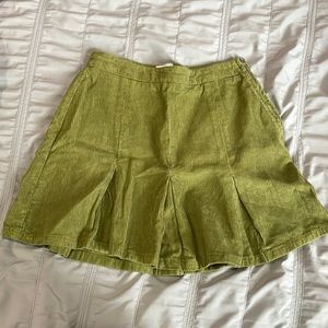 Army green, pleated, corduroy, Urban Outfitters mini skirt size XS